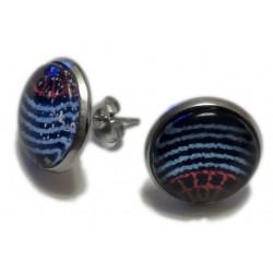 Blue & Red Stud Earrings